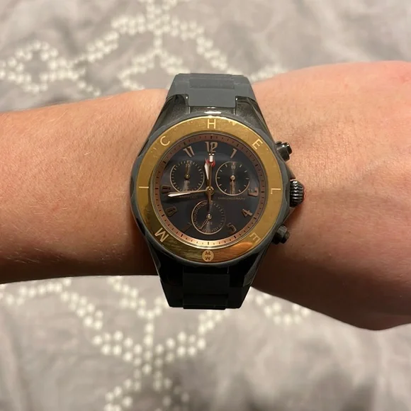 Michele gray and rose gold watch s-l400.jpg main image 3